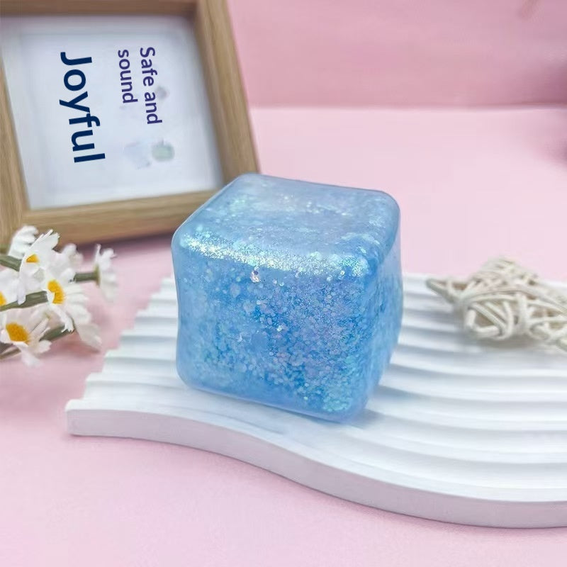 Eiswürfel Squishy 5 cm, Schneeflocke, Marmor oder Glitzer, Gelee Squishy