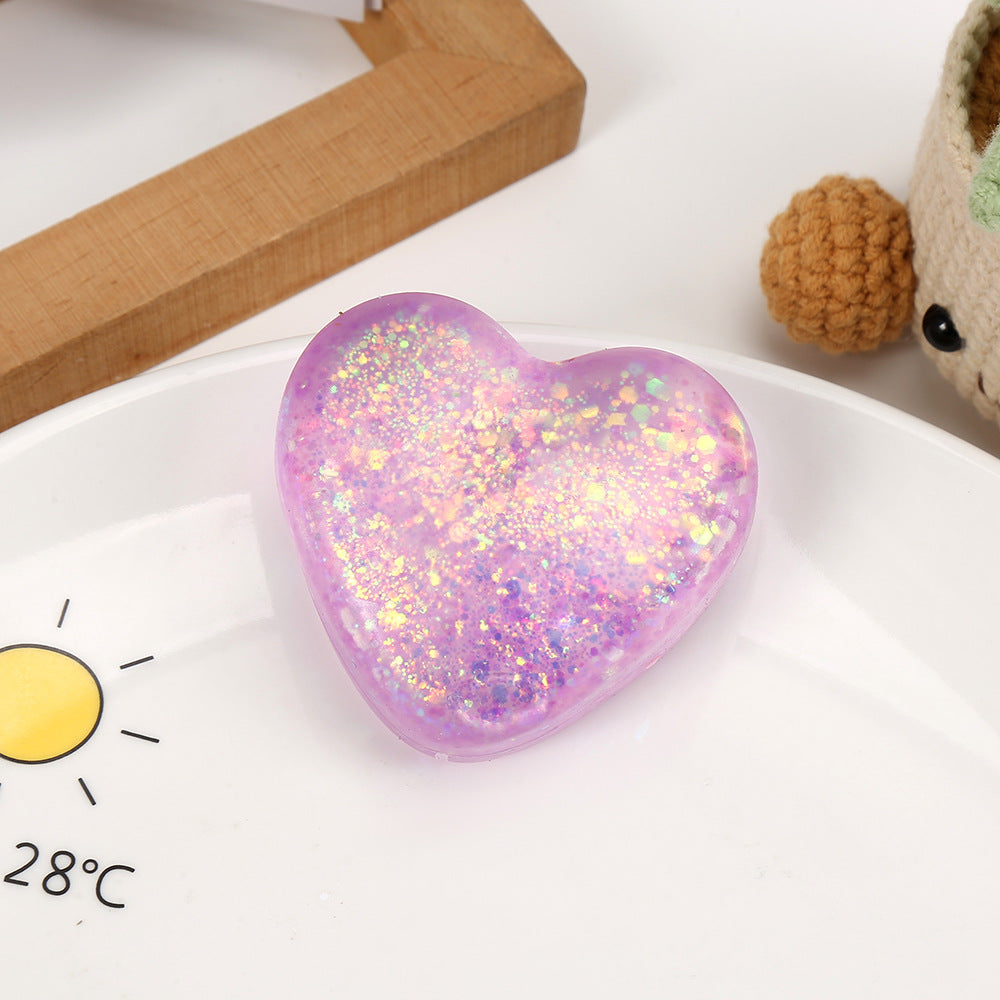 Squishy serce z brokatem, styl maltose 6,7 cm