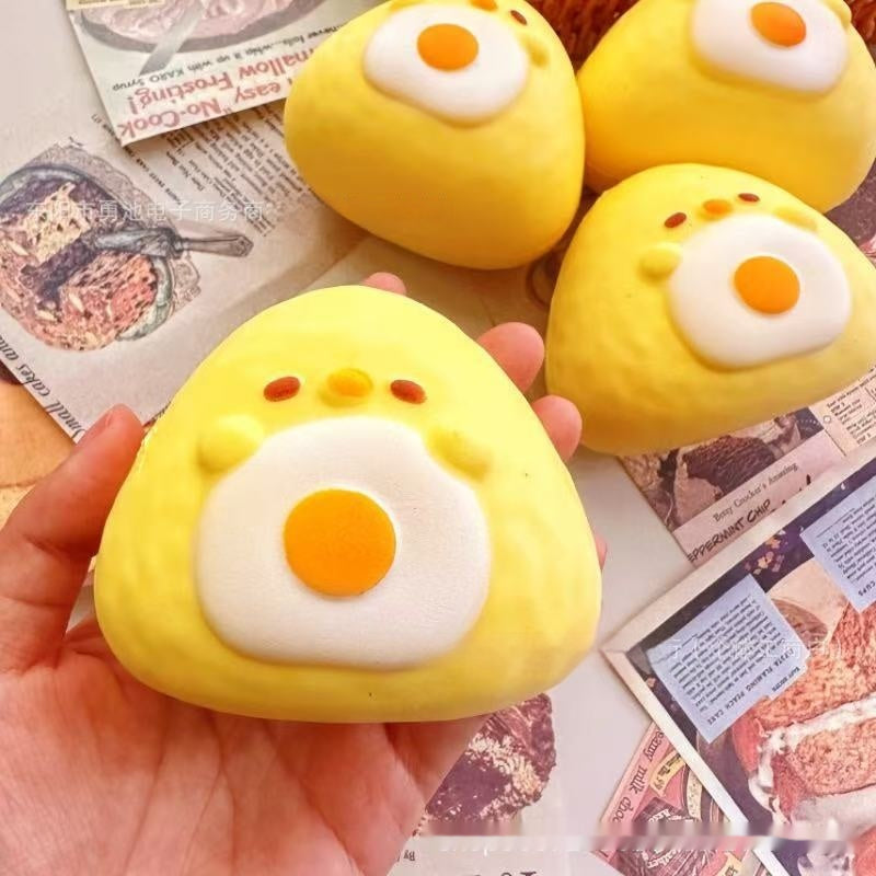 Onigiri Squishy, Yellow Chick with Fried Egg