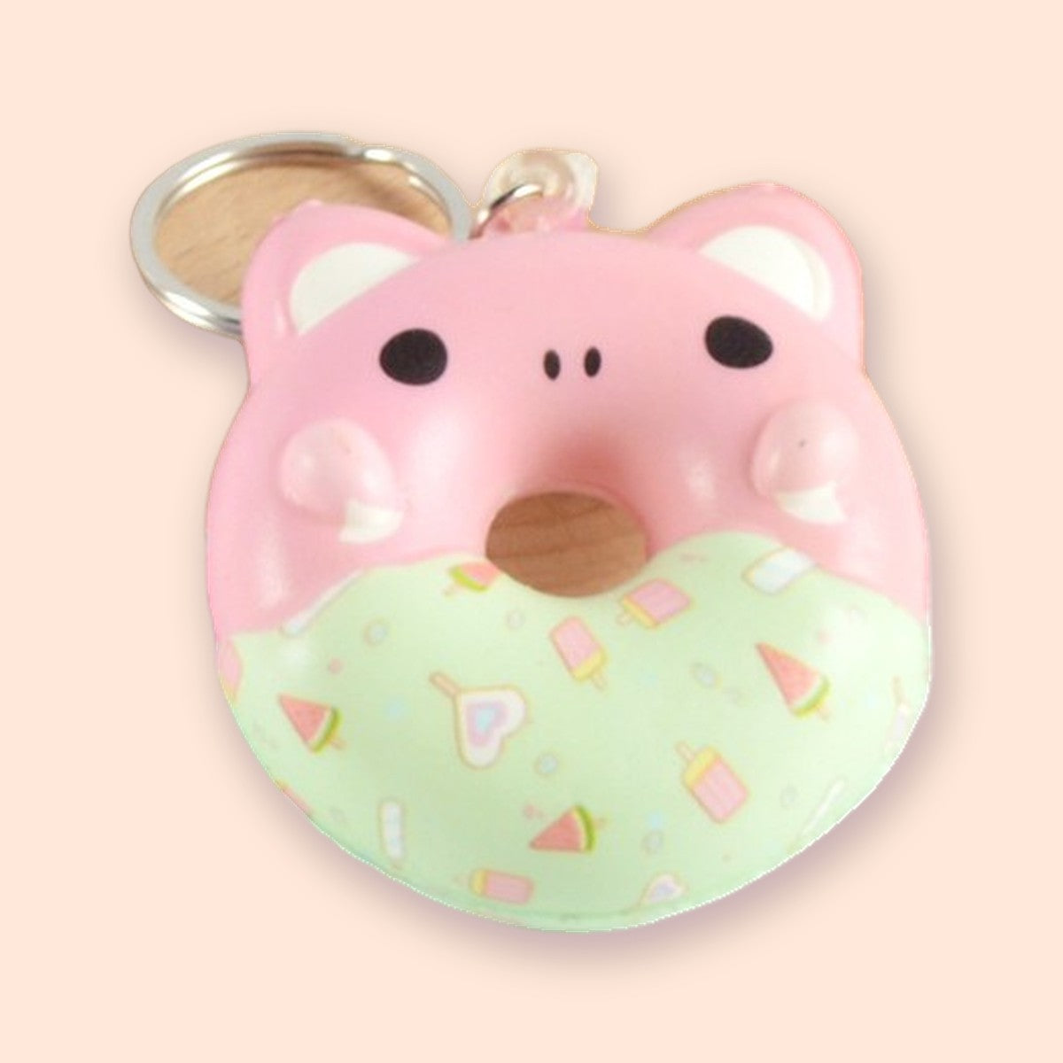 Donut Squishy Keychain with Animal Face, Slow Rising
