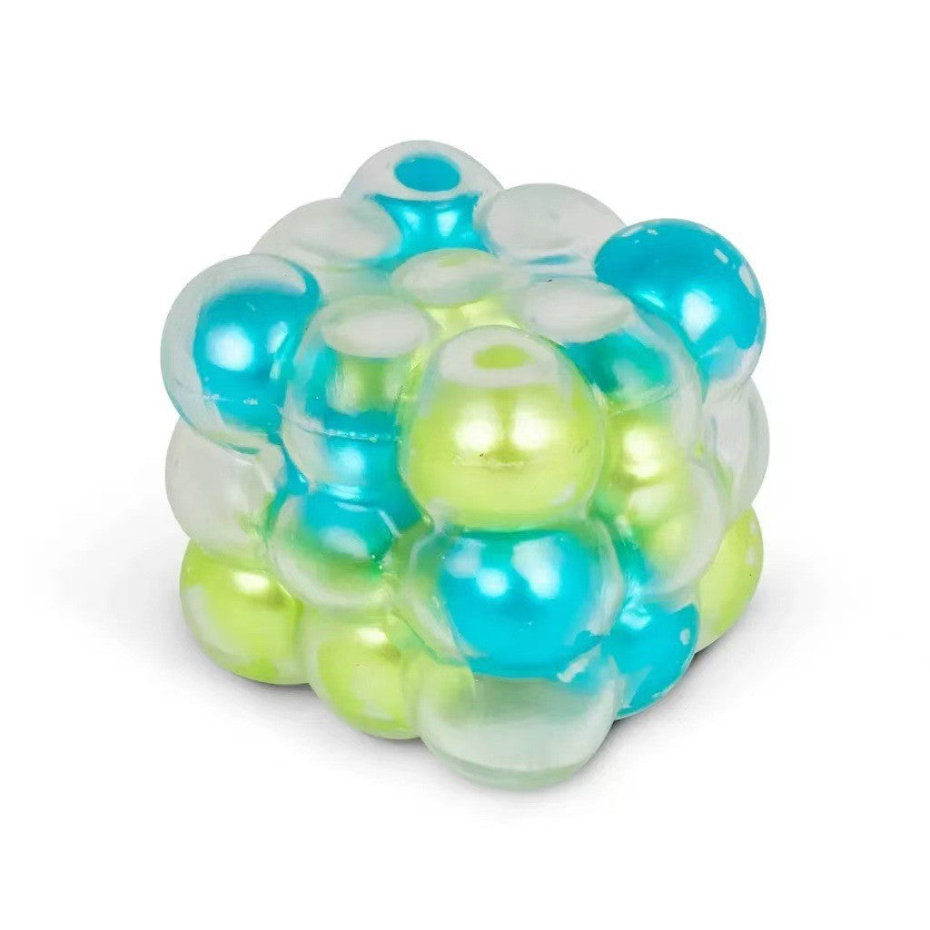 Squishy cube à bulles avec perles, 6 cm, squishy gelée