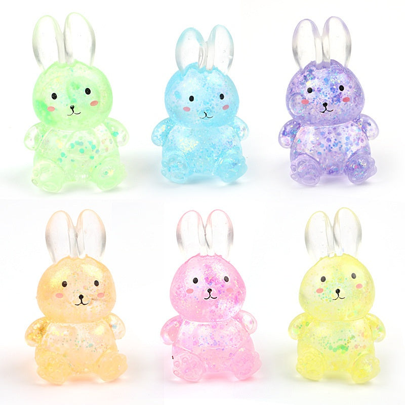 Squishy zajíček s třpytkami, sugar náplň, želé squishy