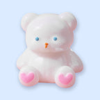 Teddybeer squishy, wit met hartjespootjes, 7 cm