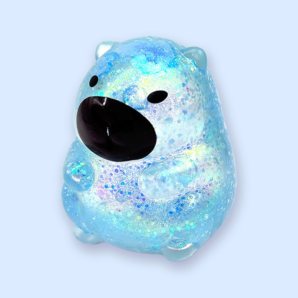 Squishy capibara con glitter, stile sugar, squishy gelatinoso