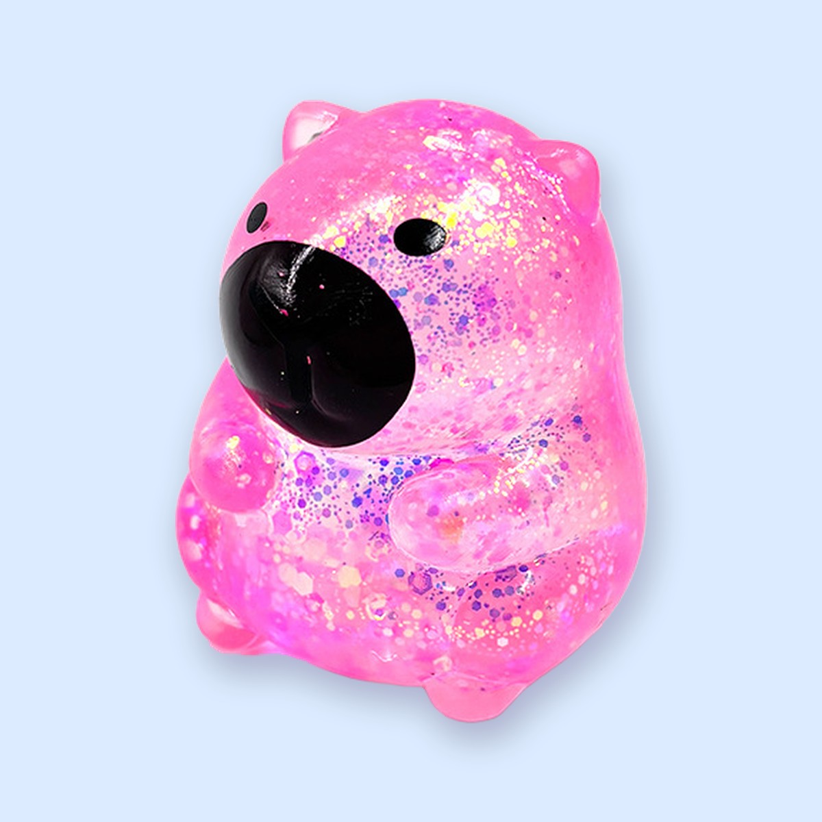 Squishy kapibara z brokatem, w stylu sugar, squishy galaretka
