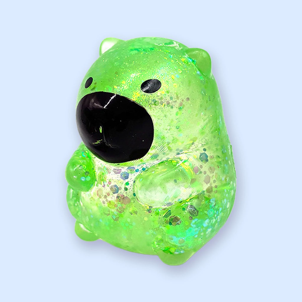 Squishy capibara con glitter, stile sugar, squishy gelatinoso