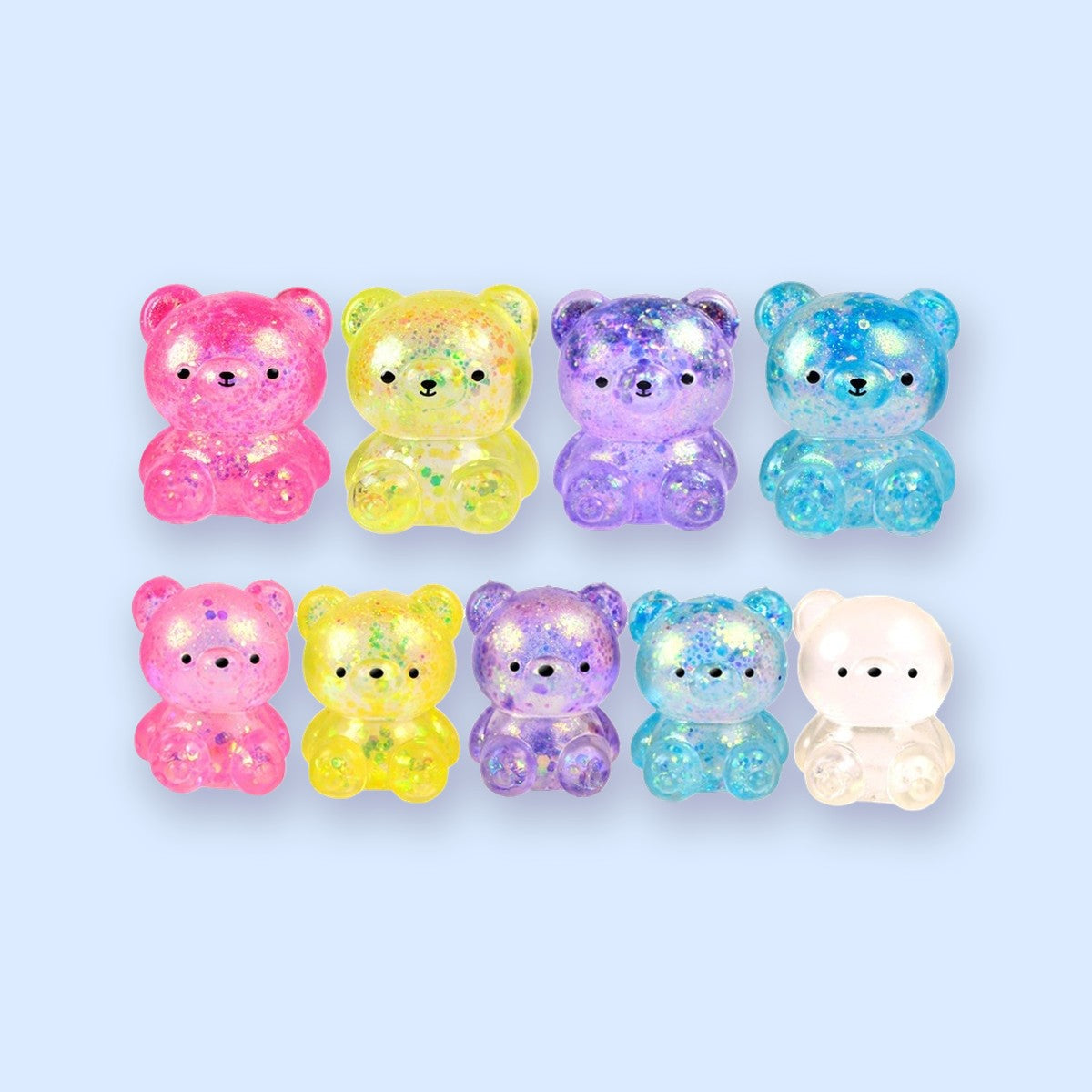 Glitter Bear Squishy, Maltose Jelly, 3 Sizes