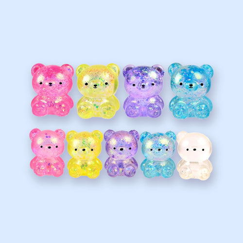 Glitter Bear Squishy, Maltose Jelly, 3 Sizes (Small 4.7 cm, color random)