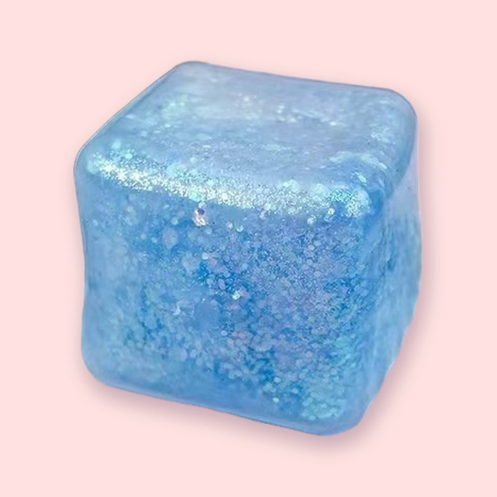 Eiswürfel Squishy 5 cm, Schneeflocke, Marmor oder Glitzer, Gelee Squishy