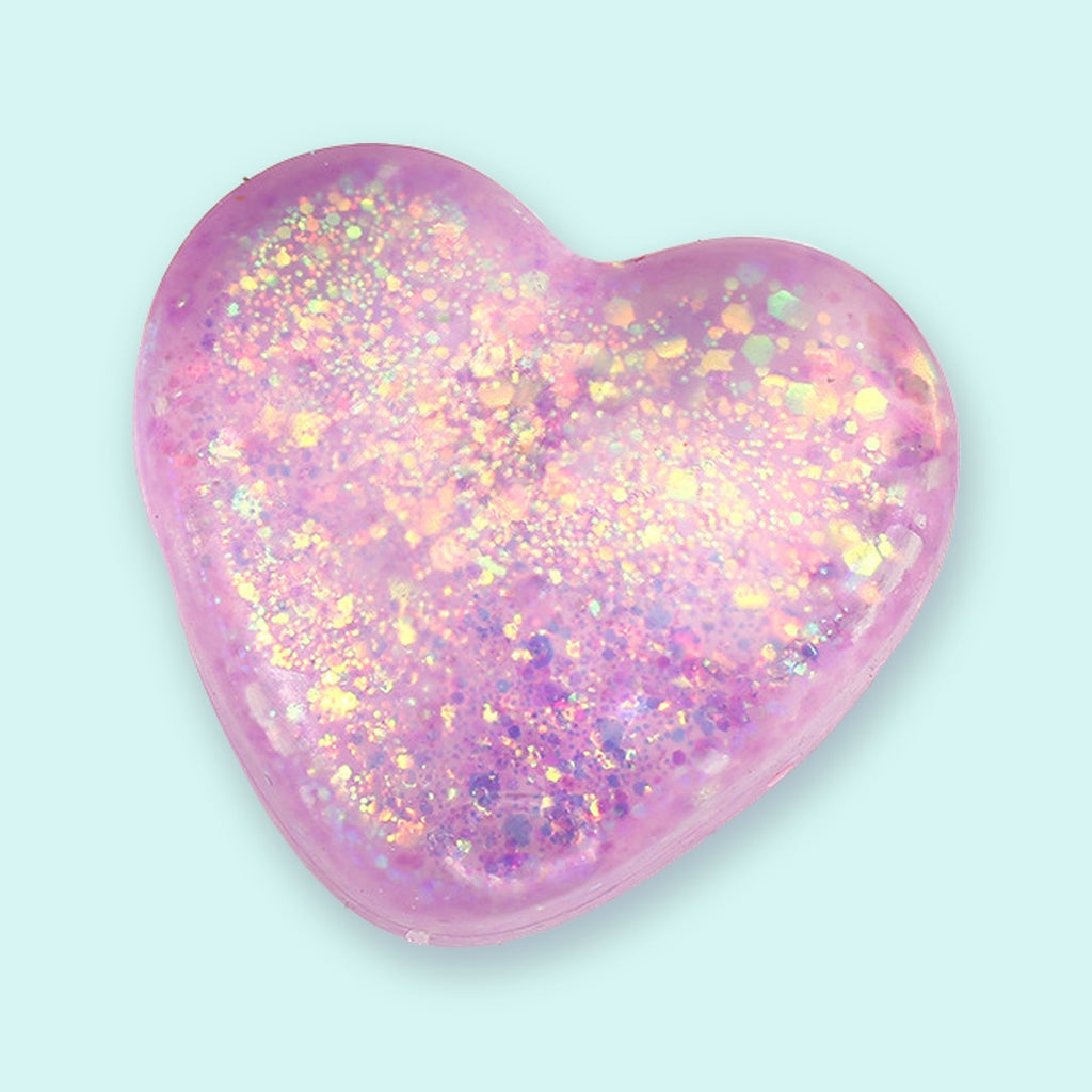 Squishy serce z brokatem, styl maltose 6,7 cm