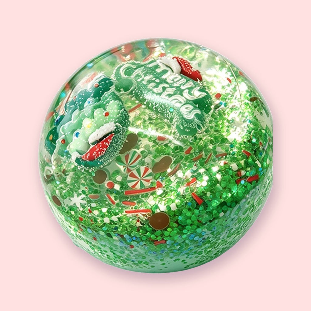 Squishy de óleo de coco, bola de Natal em caixa de oferta, 6,5 cm