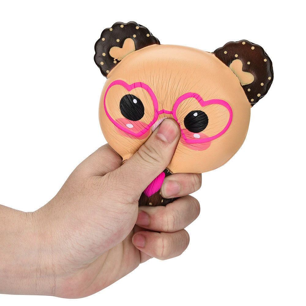 Bear Squishy with Heart Glasses, Slow Rising, 12 cm