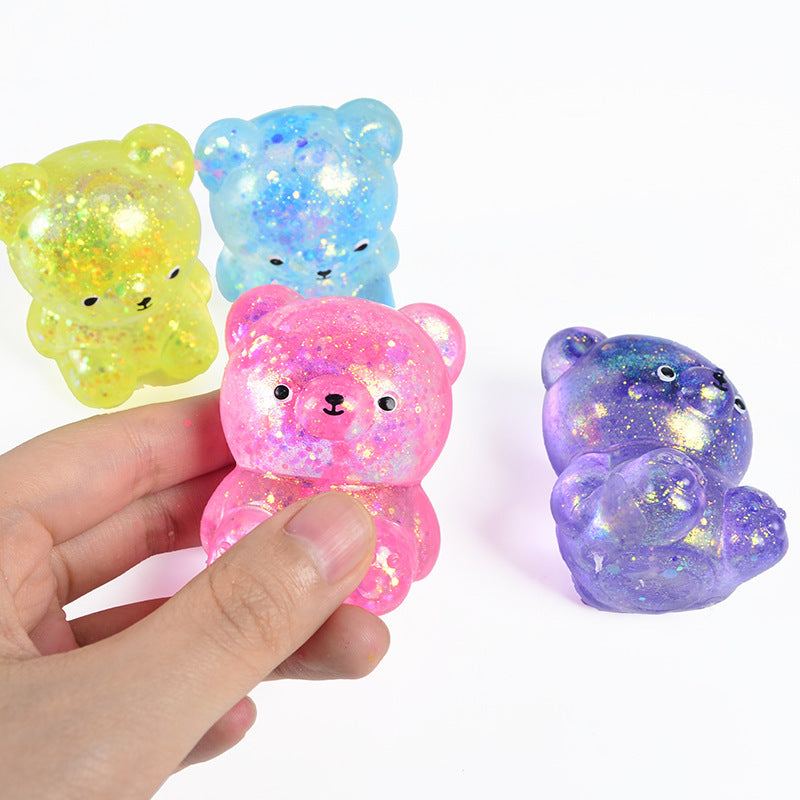 Glitter Bear Squishy, Maltose Jelly, 3 Sizes