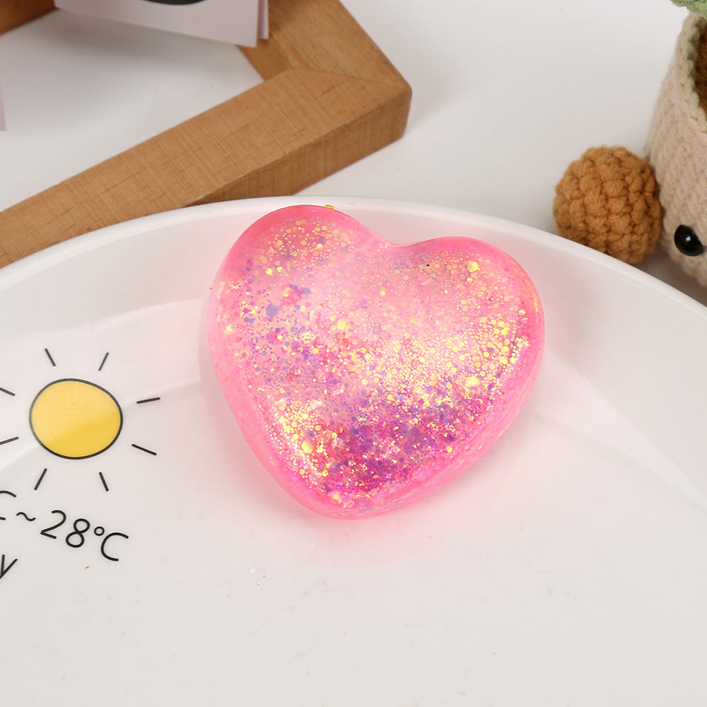 Squishy serce z brokatem, styl maltose 6,7 cm