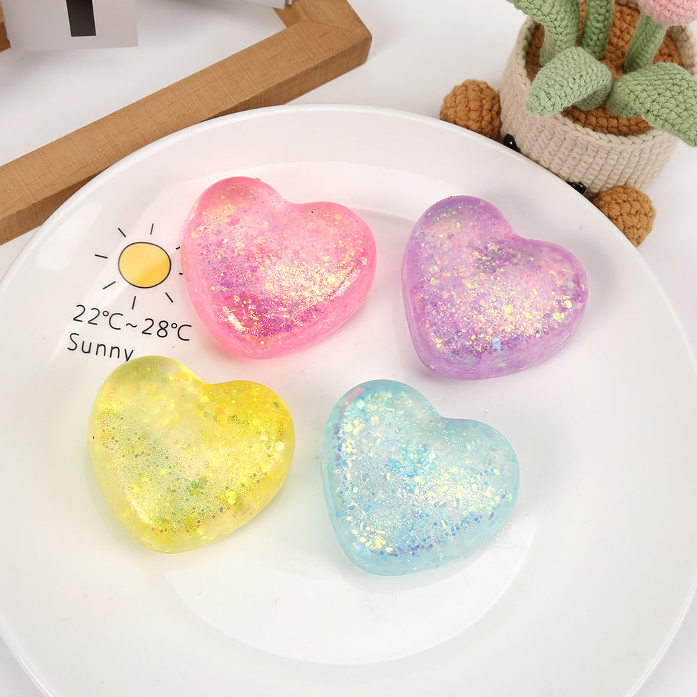 Squishy serce z brokatem, styl maltose 6,7 cm