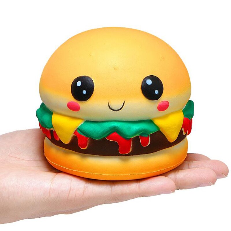 Kawaii Burger Squishy with Face, Slow Rising, Scented