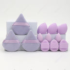 Makeup sponge squishy set in lilac, triangle puffs and drop sponges