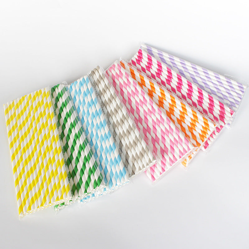 Paper straws for squishy nano tape bubbles, 25 striped pieces