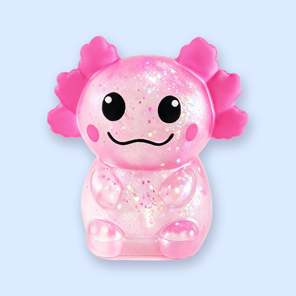 Squishy axolotl com purpurina, slow rising