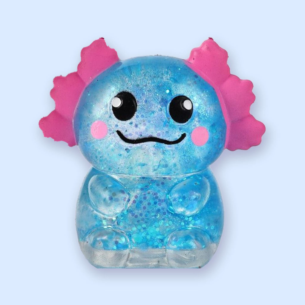 Squishy axolotl com purpurina, slow rising