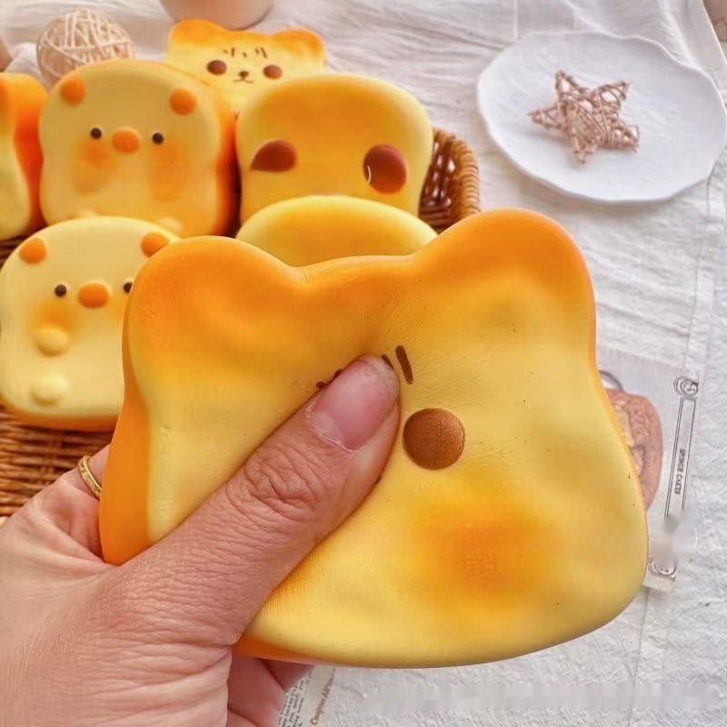 Kawaii Toast Squishy, all 5 faces
