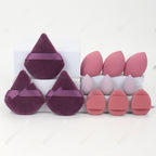DIY sponge squishy supplies in plum, triangle puffs and drop sponges