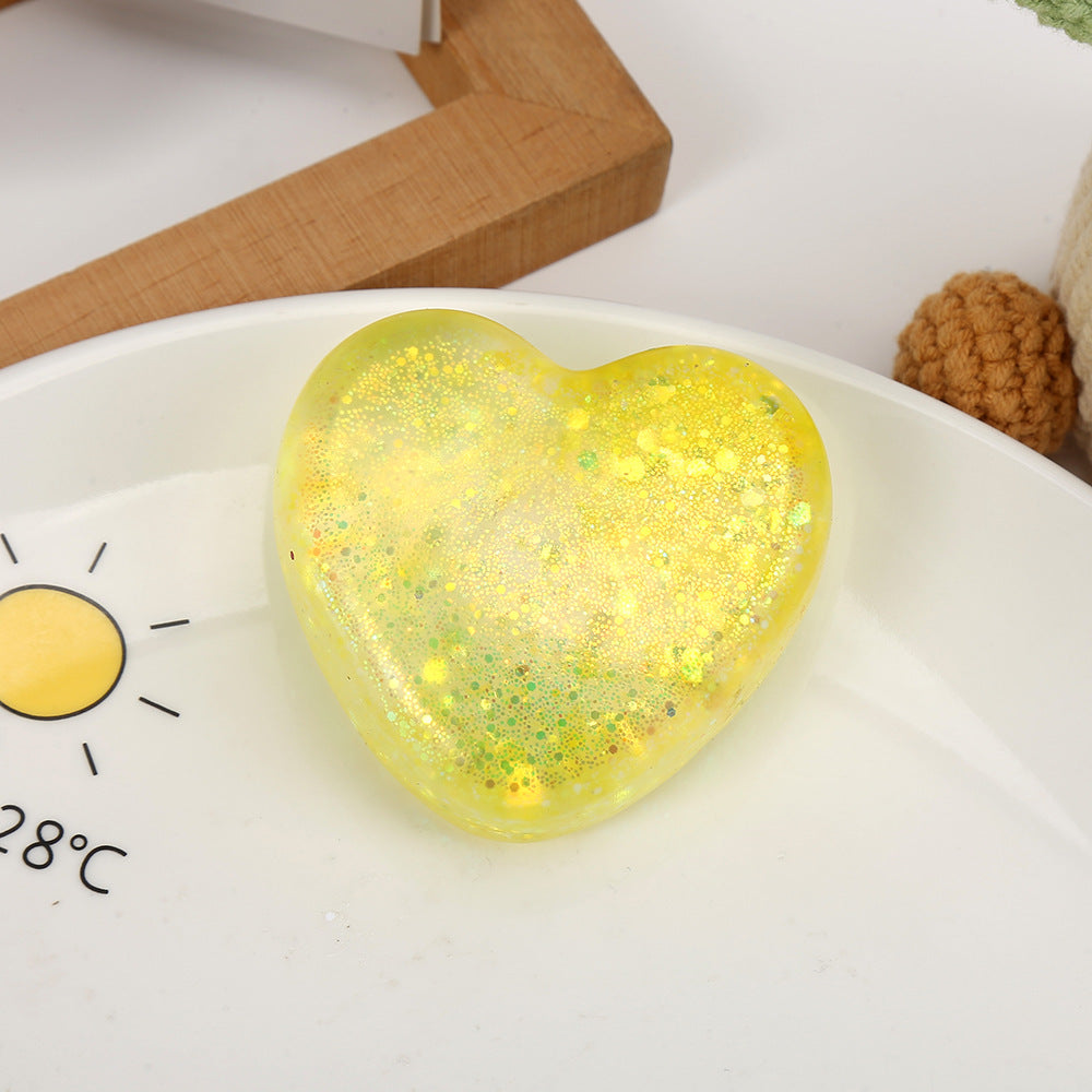 Squishy serce z brokatem, styl maltose 6,7 cm