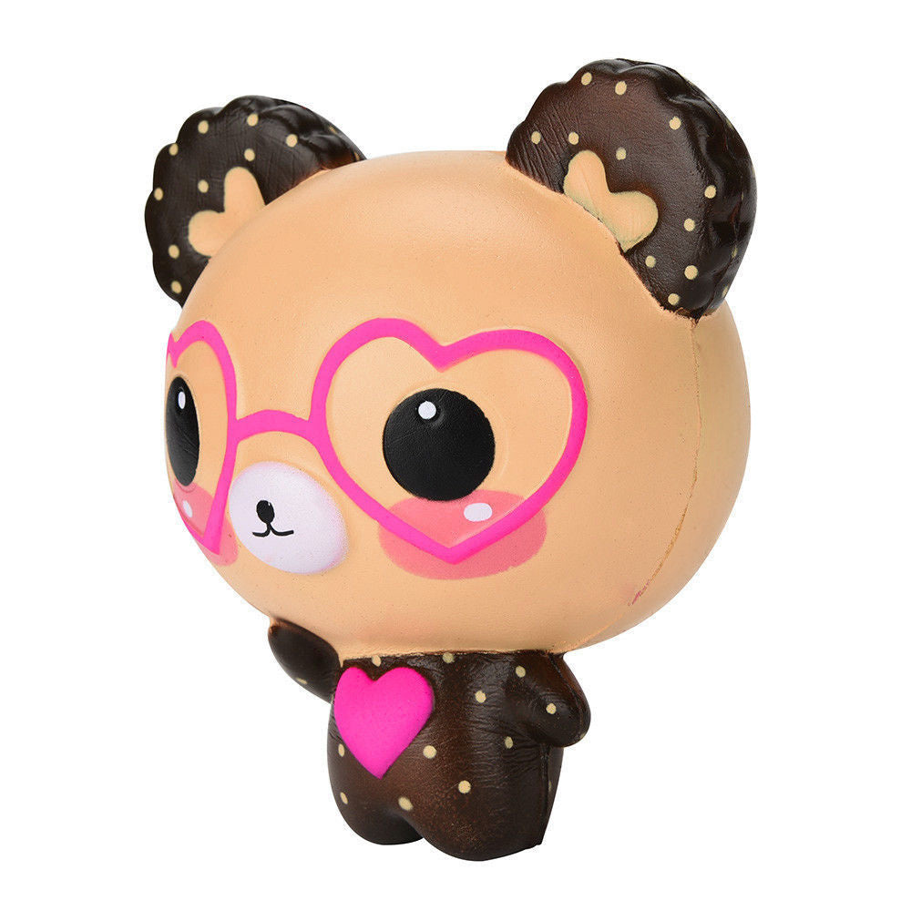 Bear Squishy with Heart Glasses, Slow Rising, 12 cm
