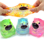 Squishy capibara con glitter, stile sugar, squishy gelatinoso