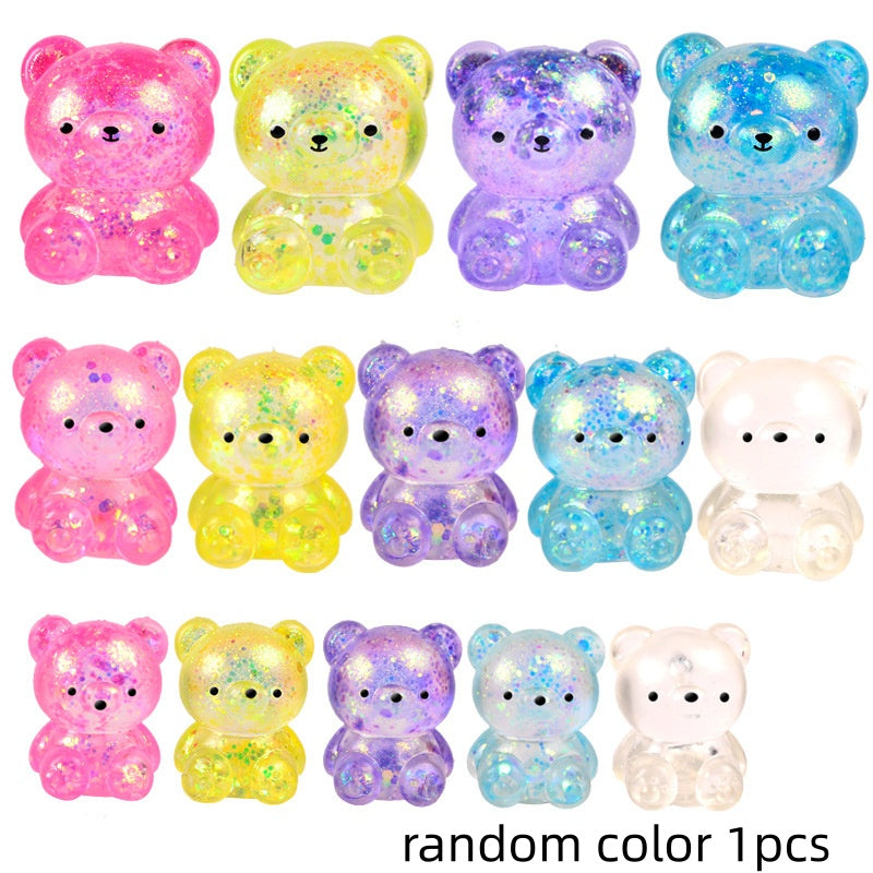 Glitter Bear Squishy, Maltose Jelly, 3 Sizes