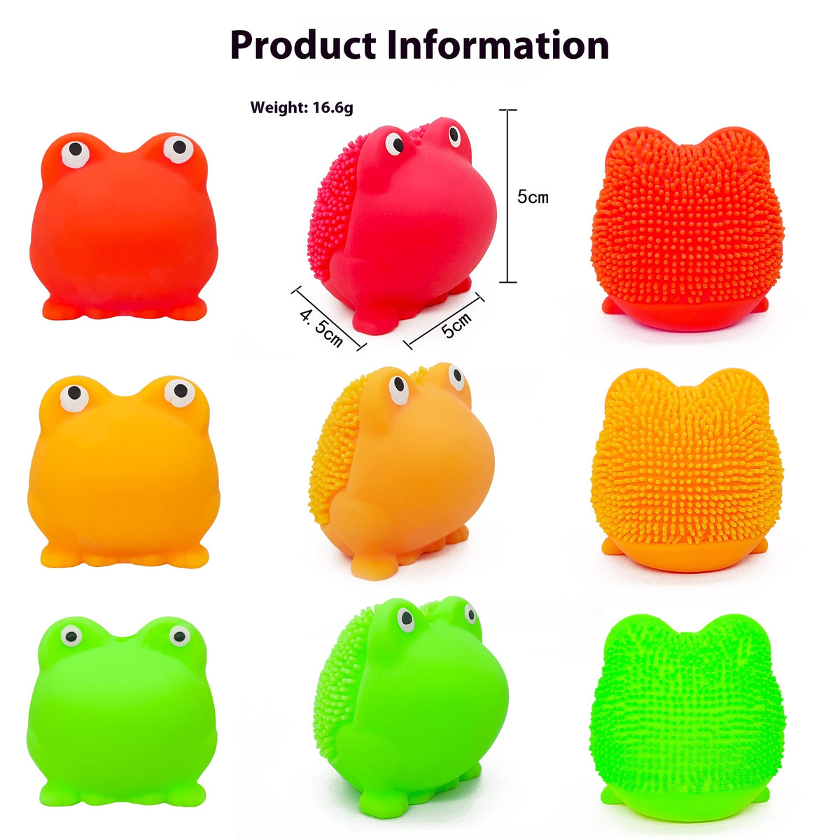 Squishy žabka s měkkými bodlinkami, TPR, 5 cm