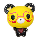 Bear Squishy with Heart Glasses, Slow Rising, 12 cm