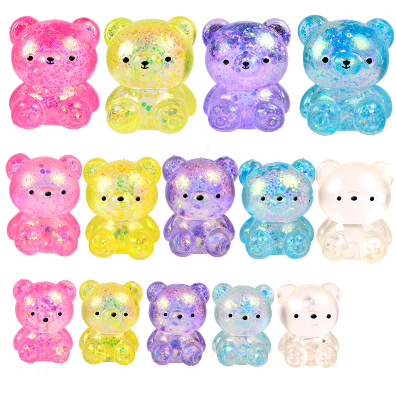 Glitter Bear Squishy, Maltose Jelly, 3 Sizes