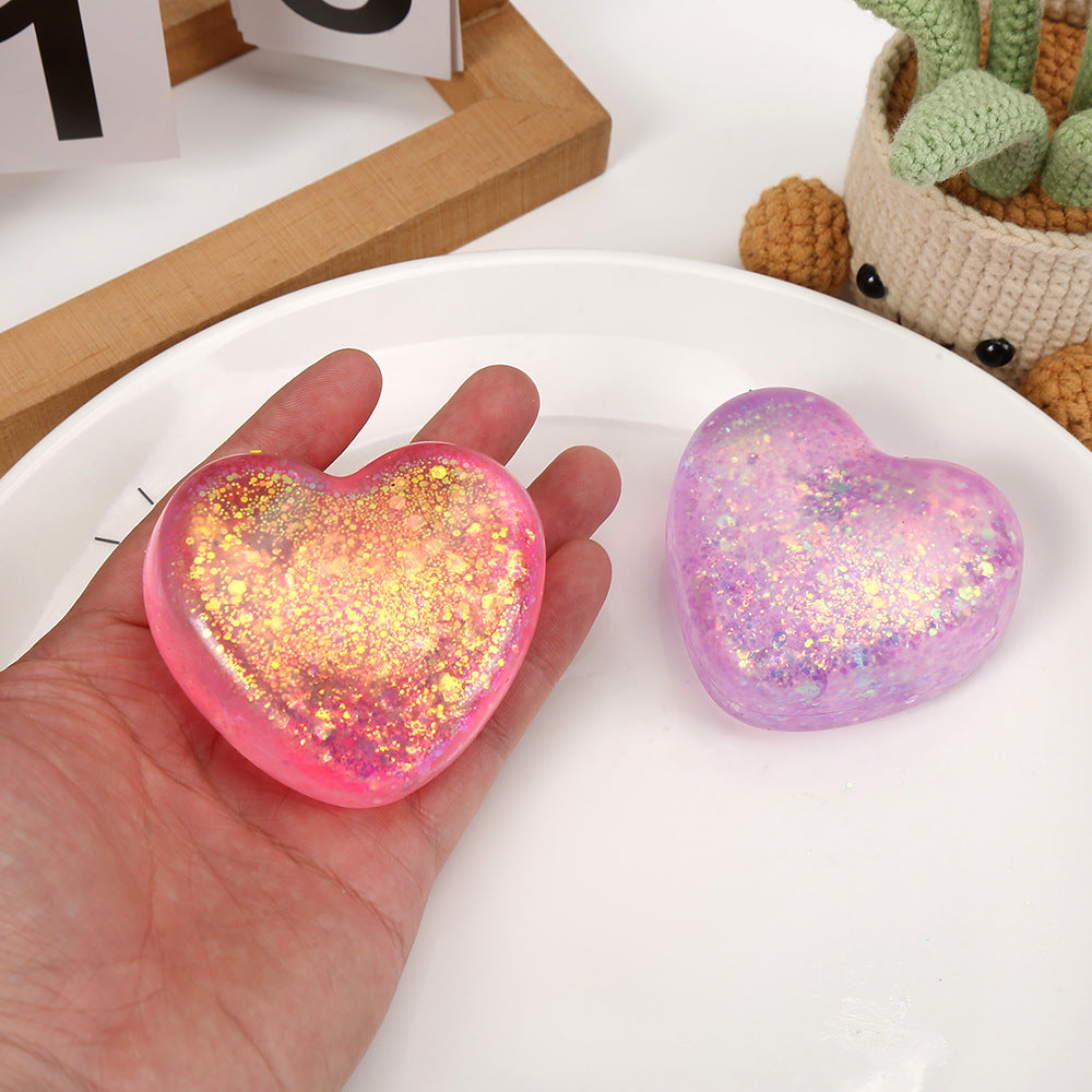 Squishy serce z brokatem, styl maltose 6,7 cm