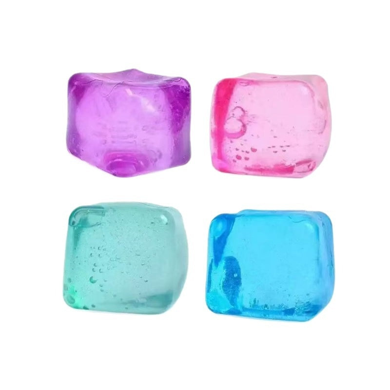 Squishy cubo de gelo 5 cm, floco de neve, mármore ou purpurinas, squishy de gelatina