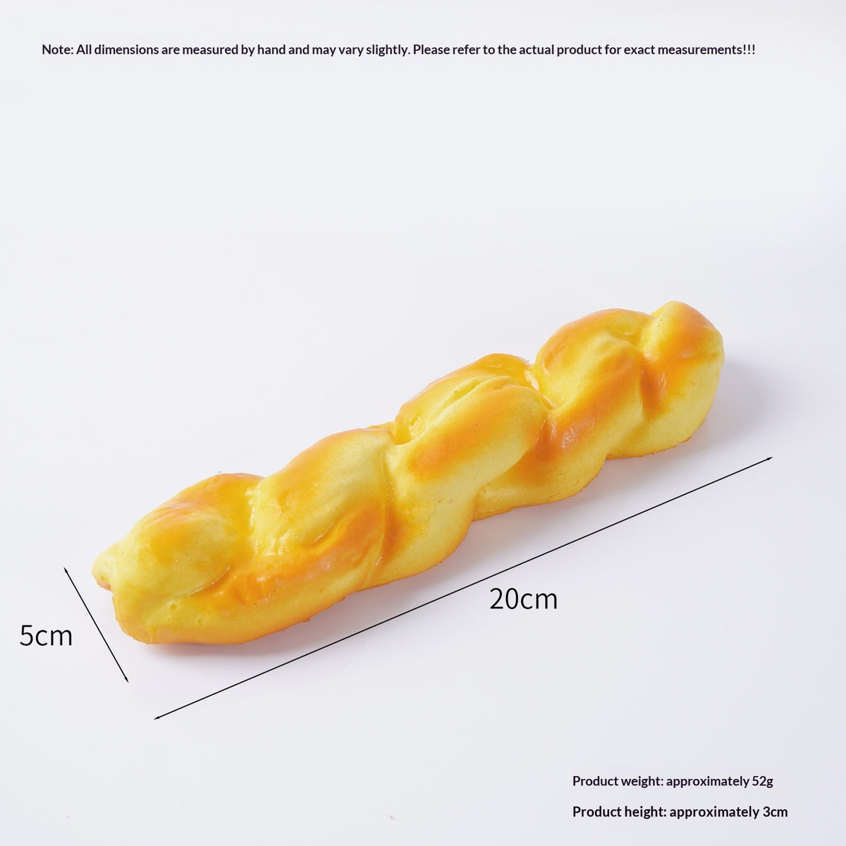 Squishy skręcany chlebek, paluch 20 cm, squishy slow rising