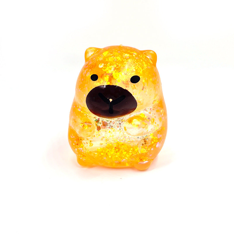 Squishy capibara con glitter, stile sugar, squishy gelatinoso