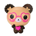 Bear Squishy with Heart Glasses, Slow Rising, 12 cm