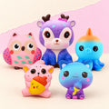 Animal squishy set slow rising – Slow Rising Animal Squishy Set of 5, product photo on pastel paper