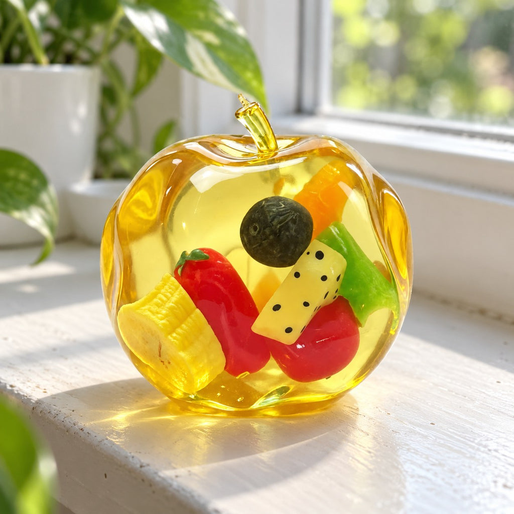 Apple Squishy with Fruit Inside, Slow Rising, on a sunny windowsill