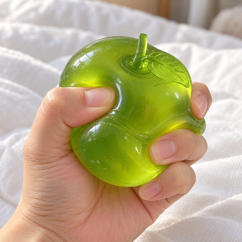 Squishy maçã de maltose, verde ou rosa (Verde transparente), a ser apertado com a mão, macio e fofo