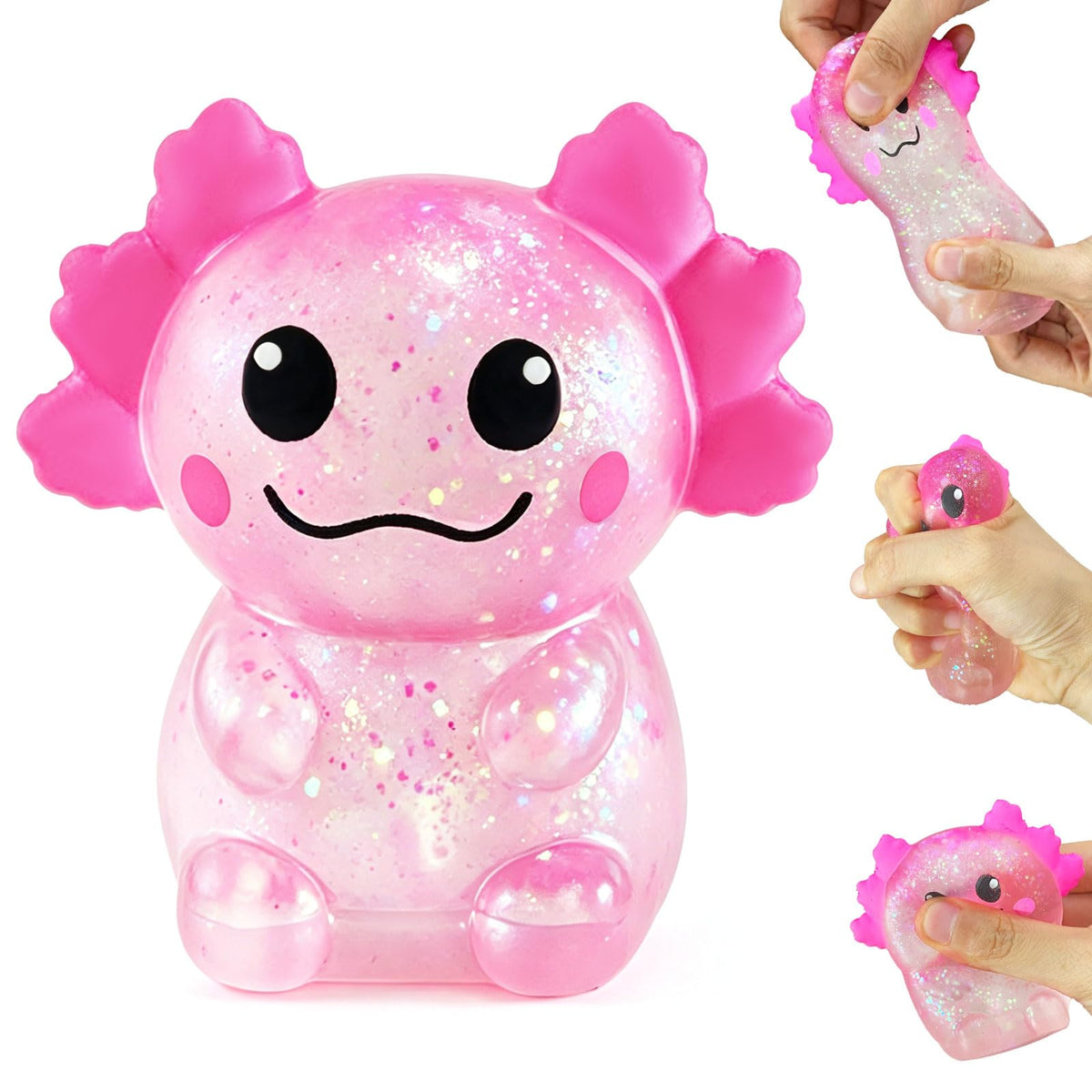 Squishy axolotl com purpurina, slow rising