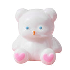 Teddybeer squishy, wit met hartjespootjes, 7 cm