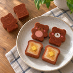 Bear craft sponges for DIY squishies, painted as a bear and a toast on a plate