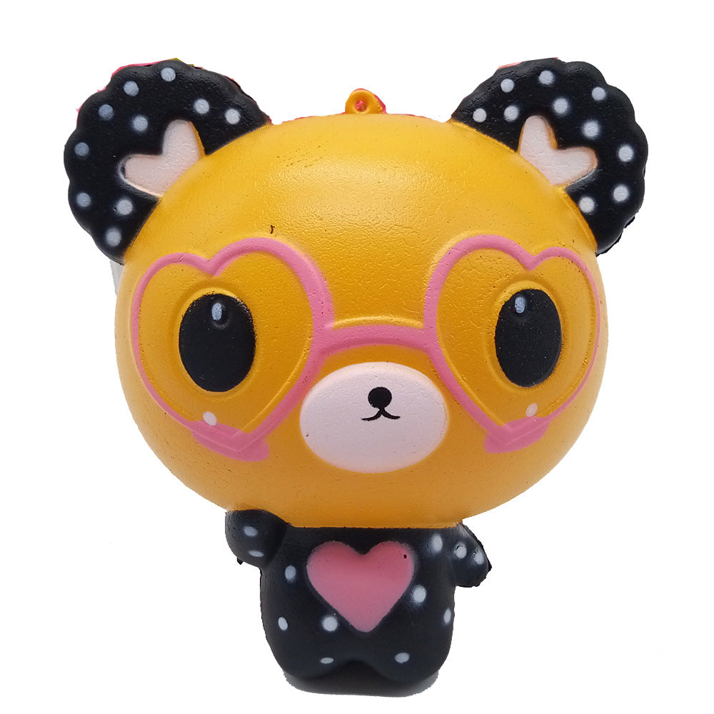 Bear Squishy with Heart Glasses, Slow Rising, 12 cm