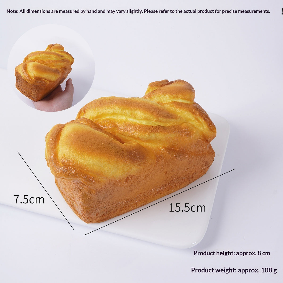 Squishy chleba brioška, veka 11 nebo 15 cm, slow rising squishy
