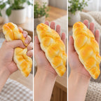 Braided bread squishy slow rising, squished flat, half risen and fully back in shape