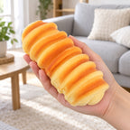 Caterpillar bread squishy (15 cm), held in a hand to show the real size