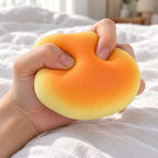 Bun squishy soft, being squeezed by hand, soft and squishy