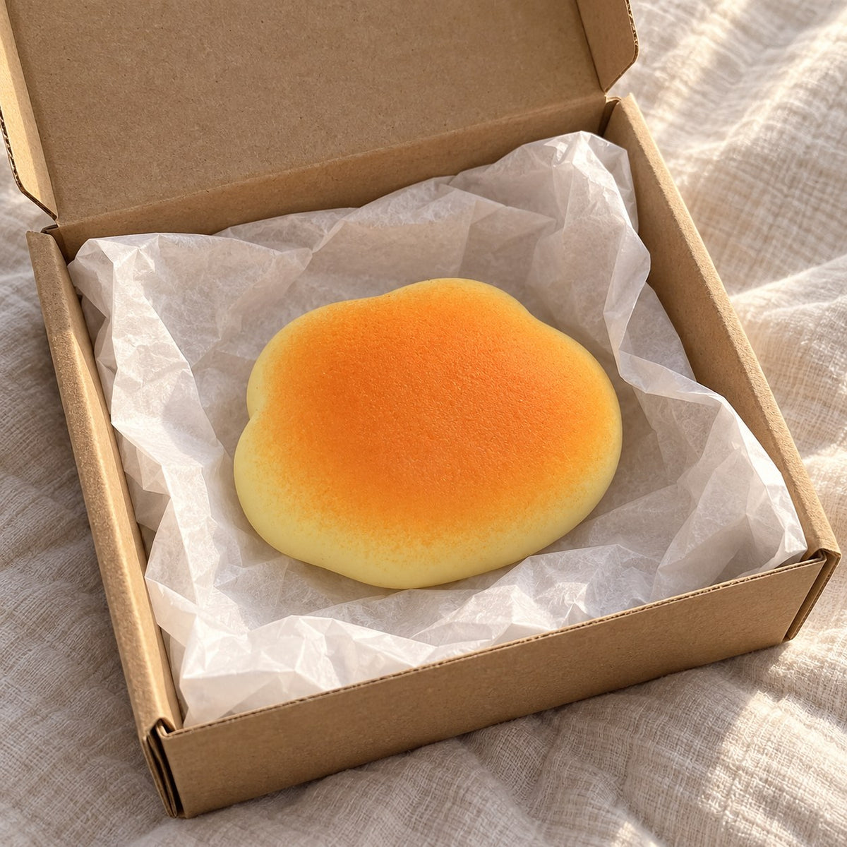 Bun squishy soft, unboxed from a parcel with tissue paper